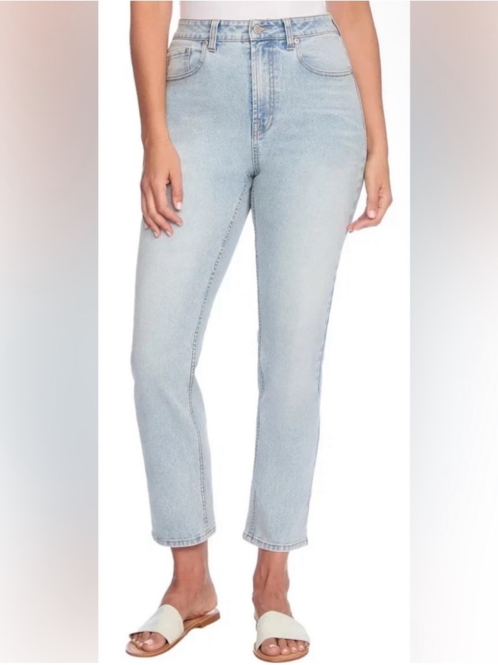 Frye High Waisted Cuffed Straight Leg Denim